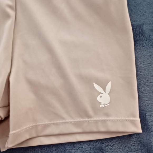 Playboy x Missguided 6 Pale Pink Bunny Logo Hi-Rise Scrunch Booty Bicycle Shorts - Picture 4 of 15